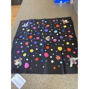 Nwt Larioseta Italian Silk Scarve Beautiful 19” X 19” Colorful Ladybugs